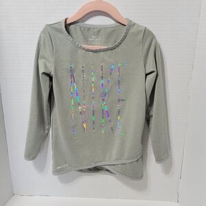 Nike Dri-FIT Toddler Girls 2T Gray Holographic Logo Long Sleeve Top
